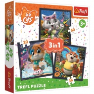 44 pisicuțe nebunești puzzle 3 în 1 - Trefl