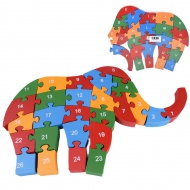 ABC - 123 elefant pe puzzle educativ din lemn