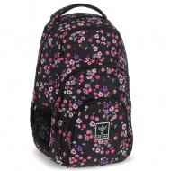 Ars Una: Rucsac școlar Peald Blossom Black cu flori AU-2, 32x46x22cm