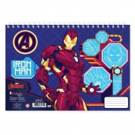 Caiet de schițe A4 cu 30 de pagini, cu spirală, cu tematică Iron Man și Răzbunătorii, disponibil în mai multe variante.