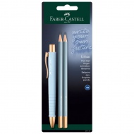 Faber-Castell: Set de 3 pixuri Poly Ball albastru cu creion mecanic