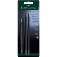 Faber-Castell: Set de 3 pixuri Poly Ball negre cu creion grafit