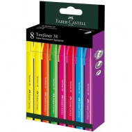 Faber-Castell: Set de evidențiatoare Textliner 38 cu culori fluorescente, pachet de 8 bucăți