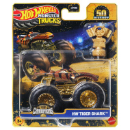 Hot Wheels Monster Trucks: Tiger Shark mașinuță campion cu trofeu 1/64 - Mattel