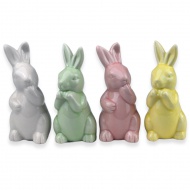 Iepuraș de Paște din ceramică pastelată, disponibil în mai multe variante, 9cm