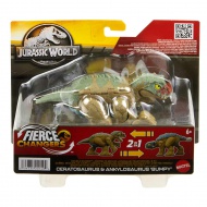 Jurassic World: Fierce Changers - Ceratosaurus &amp; Ankylosaurus figurină de jucărie dinozaur transformabilă - Mattel