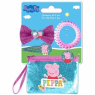 Luna: Set de necesar și accesorii pentru păr Peppa Pig, pachet de 4 bucăți.