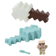 Minecraft: Figurina minifigură Iron Golem cu sabie albă în formă de depozitare - Mattel