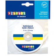 PlayBox: Panglică de satin albastru-galben, lățime de 15mm, lungime de 5m.