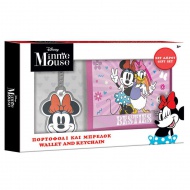 Portofel Minnie Mouse cu breloc, set cadou