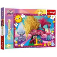 Puzzle cu sclipici Trolls 100 de piese - Trefl