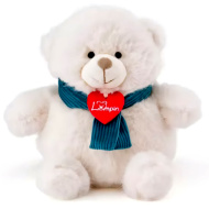 Teddy ursuleț de pluș alb cu fular albastru 18cm - Lumpin