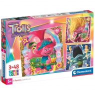 Trolls 3: 3 în 1 set de puzzle de 48 de bucăți - Clementoni