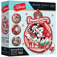 Wood Craft: Disney - Crăciunul lui Mickey și Minnie, puzzle din lemn premium de 160 de piese - Trefl