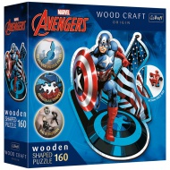 Wood Craft: Marvel - Captain America 160 de piese puzzle premium din lemn - Trefl