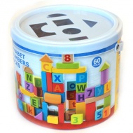 ABC şi numere cuburi de construit culoare pastel - Woodyland