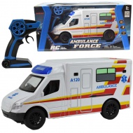 Ambulance Telecomanda RC Ambulanta alba cu efecte de lumina 2.4GHz Scara 1/12 30cm