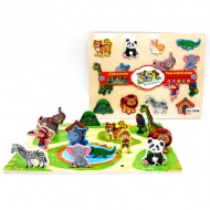 Animale lemn puzzle bilateral