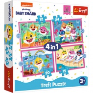 Baby Shark: Familie de rechini 4 in 1 puzzle - Trefl