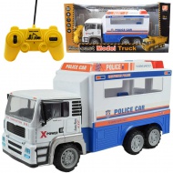 Camion de poliție cabină din metal cu telecomandă RC cu efecte de lumină 27MHz 1/12 scară 32cm ​