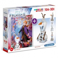 Clementoni: Disney Frozen 2in1 104 bucăți puzzle și model Olaf