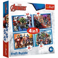 Curajosi Avengers 4 in 1, 35-48-54-70 bucăți puzzle - Trefl