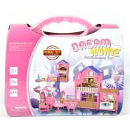 Dream Home pink căsuță de păpuși care se poate construi cu accesorii în valiză