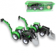 Farmer Truck: Tractor buldoexcavator verde în două versiuni 39cm