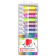 ICO: Tempera metal și neon culori 12 bucăți pachet 12ml tub