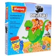 Kinetic Sand: Heros dinozaur set plastilină nisip cu accesorii 500g