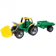 LENA: Tractor uriaş cu remorcă galben/verde 108cm