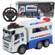 Mașină de poliție transport prizonier cu telecomandă RC cu efecte de lumină scară 1/43 27Mhz 21cm