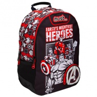 Must: Avengers negru-roșu rucsac, ghiozdan 32x18x43cm