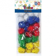 Pompon set cu sclipici 15mm 30 bucăți