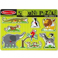 Puzzle din lemn cu sunete şi animale de la zoo - Melissa &amp; Doug