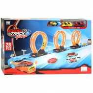 Racing Track: 28 bucăți Set pistă de curse cu 3 bucle și 2 mașini 1/64