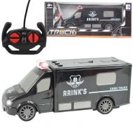 RC Furgonetă transportator de bani cu telecomanda cu efecte de lumina la scara 1/30 20cm