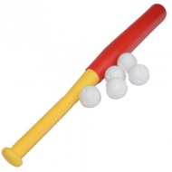 Set bâtă de baseball din plastic roșu cu mingi 56cm