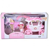 Set de vis cu cal și păpușă de 7,5 cm culoarea pink-alb