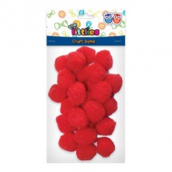 Set pompon culoarea roșie 15mm 60 bucăți