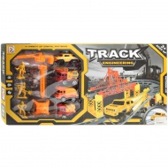 Track Engineering set de pistă de curse cu mașini de construcții și set de muncitori din 89 de piese