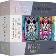 Wood Craft: Mickey și Minnie Mouse puzzle lemn 500+1 bucăți - Trefl